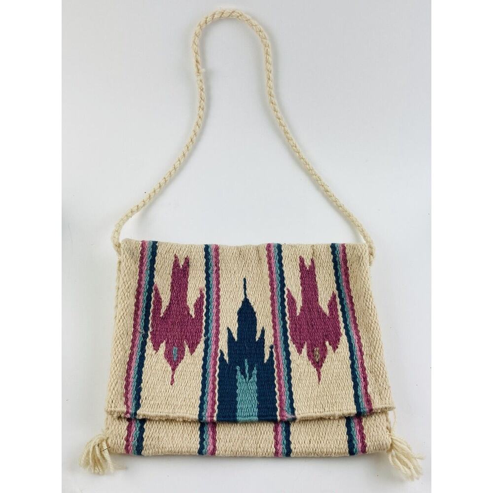Southwest Tote Bag Birds Woven Shoulder Aztec Hippie Horse Blanket Messenger Pin